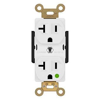 ENERLITES Hospital Grade Outlet, Industrial Grade Duplex Receptacle, Heavy-Duty Straight Blade Devices, 20A 125VAC, 5-20R, 62020, White