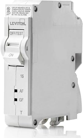 Leviton LB115-DFT 15A 1-Pole Plug-On AFCI/GFCI Branch Circuit Breaker, Thermal Magnetic, 120 VAC, White