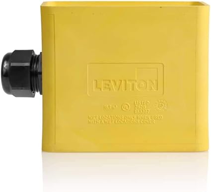 Leviton 3059-1Y Portable Outlet Box, Sing-Gang, Standard Depth, Pendant Style, Cable Diameter 0.230-Inch 0.546-Inch, Yellow