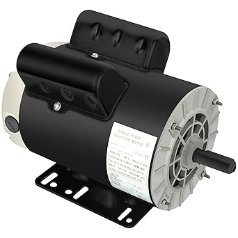 Air Compressor Motor, 5 HP SPL Single Phase Electric Motor 3450RPM 56 Frame 208-230V 5/8