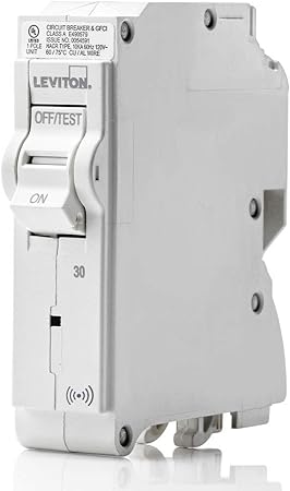 Leviton LB130-S 30A 1-Pole Plug-On Smart Standard Branch Circuit Breaker, Hydraulic Magnetic, 120 VAC, White