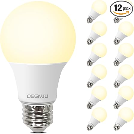 A19 LED Light Bulbs, 60 Watt Equivalent LED Bulbs, Soft White 2700K, 800 Lumens, E26 Standard Base, Non-Dimmable, 8.5W Warm White LED Bulbs for Bedroom Living Room, 12 Pack