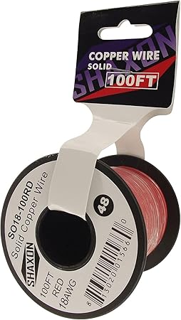 Shaxon SO18-100RD Solid Copper Wire on Spool, 100-Feet, Red