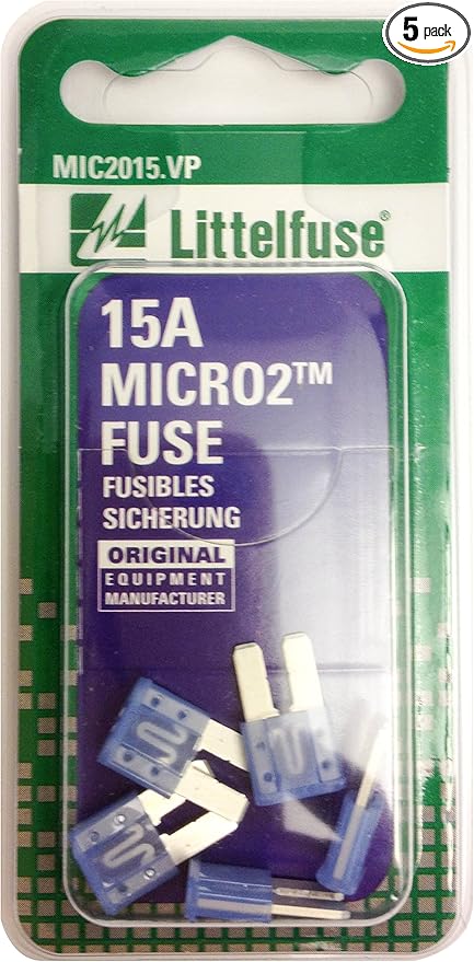 Littelfuse (MIC2015.VP) MICRO2 Blue 32V 15 Amp Blade Fuse, (Pack of 5)