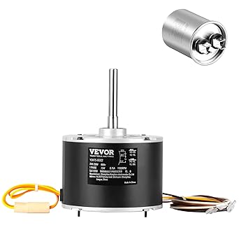 VEVOR OEM Upgraded Condenser Fan Motor, 1/10HP 1100RPM, Compatible with 5KCP39BGS069S, 5KCP39BGY915S, 3S001, 6DLL7, Reversible Rotating + Capacitor