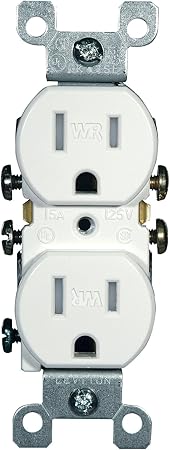 Leviton W5320-T0W 15 Amp, 125 Volt, Weather and Tamper Resistant, Duplex Receptacle, Grounding, Side and Quickwire, White