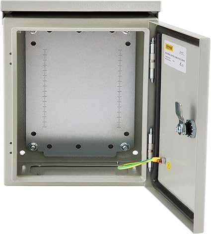 VEVOR Electrical Enclosure, 12'' x 10'' x 6'', NEMA 4 Outdoor Enclosure, IP65 Waterproof & Dustproof Cold-Rolled Carbon Steel Hinged Junction Box for Outdoor Indoor Use, with Rain Hood