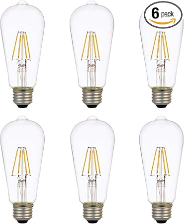 SYLVANIA LED TruWave Natural Series ST19 Edison Light Bulb, 60W Equivalent Efficient 7W, Dimmable, Clear, 2700K, Soft White - 6 Pack (40908)