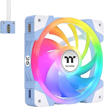 Thermaltake SWAFAN EX 12 ARGB Cooling Fan, Hydrangea Blue, 3-Fan pcak, 500~2000 RPM, Magnetic Connection, Reversable Blades, sync with MB RGB Software, CL-F183-PL12BU-A