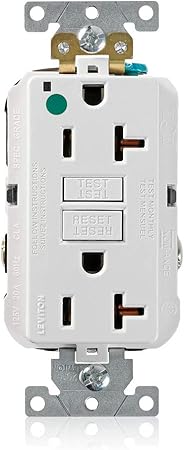 Leviton GFNT2-HGW 20A-125V Extra-Heavy Duty Hospital Grade Non-Tamper-Resistant Duplex Self-Test GFCI Receptacle, White