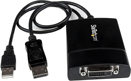 StarTech.com DisplayPort to DVI Dual Link Active Adapter - DisplayPort to DVI-D Adapter Video Converter 2560x1600 60Hz - DP 1.2 to DVI Monitor - USB Powered - Latching DP Connector (DP2DVID2)