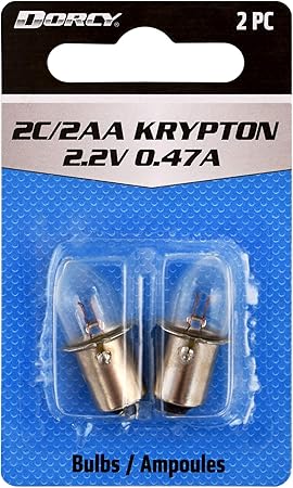 Dorcy - 411662 2C/2AA-2.2-Volt, 0.47A Bayonet Base Krypton Replacement Bulb, 2-Pack (41-1662) Clear