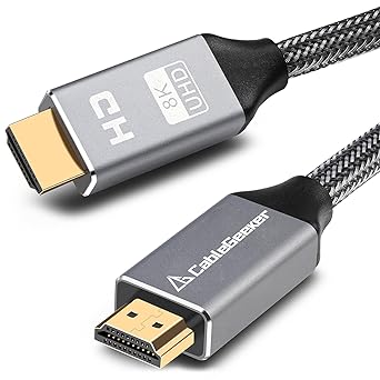 8K HDMI Cable 6.6FT/2M, Ultra High-Speed 48Gbps Gold Plated Braided HDMI 2.1 Cord, 4K@120Hz 8K@60Hz, Dynamic HDR, eARC, Compatible with PS5/Xbox/Playstation/Fire TV/Roku TV and More