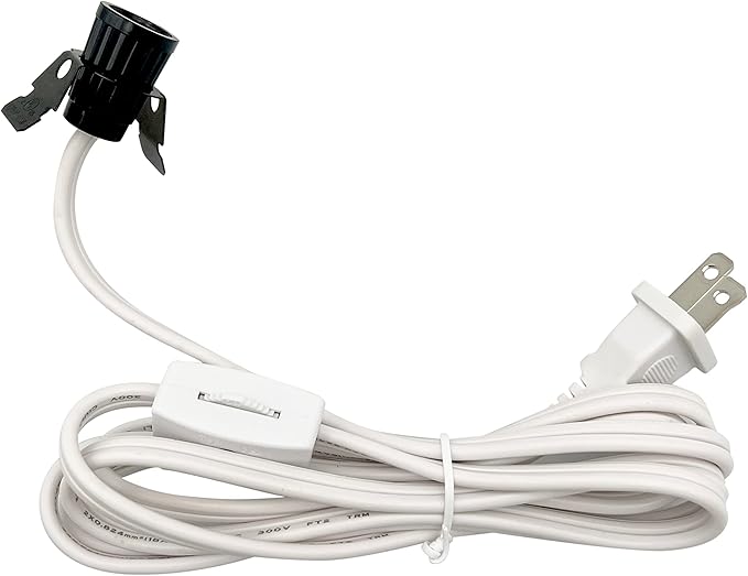 National Artcraft® 6' White Replacement Lamp Cord with Clip-in Candelabra Socket and Rotary Switch (Pkg/1)