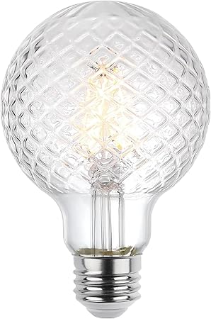 Westinghouse 5268000 5.5 Watt (40 Watt Equivalent) Cut Glass G25 Dimmable Clear Filament LED Light Bulb, Medium Base