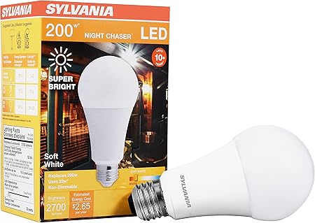 SYLVANIA Night Chaser LED A21 Light Bulb, 200W = 22W, Non-Dimmable, Damp Rated, 3000 Lumens, Soft White - 1 Pack (40584)