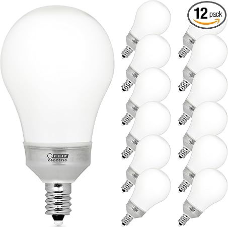 Feit Electric A15 Ceiling Fan LED Light Bulb, 8.3W (60-Watt Replacement), Dimmable, 750 Lumens, E12 Candelabra Base, 2700K Soft White, 90 CRI, 15,000-Hour Lifetime, BPA1560C/927CA/2/6, 12 Pack