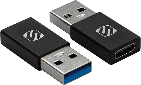 Scosche ACA-2PKSP Strikeline USB Type-C to USB Type-A Adapter 2 Pack - Black