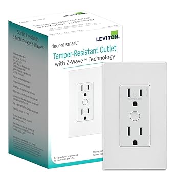 Leviton ZW15R-1BW Decora Smart Tamper-Resistant Outlet with Z-Wave Technology, 1 Pack, White