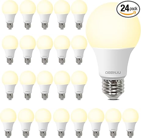 24 Pack LED Light Bulbs Soft White 2700K, 60 Watt Equivalent LED Bulbs, A19 Standard Bulbs, 800 LM, 15000 Hours, E26 Base, Non-Dimmable, 8.5W White LED Bulbs for Bedroom Living Room