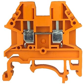 Dinkle Orange DK2.5N-OR DIN Rail Terminal Block Screw Type UL 600V 20A 12-22AWG, Pack of 100