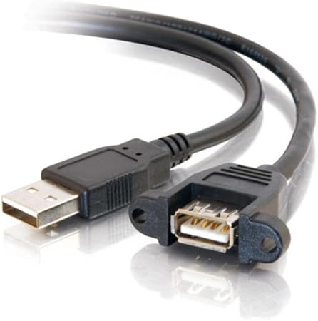 C2G USB Cable, USB Panel Mount, USB 2.0 Cable, USB A to A Cable, 3 Feet (0.91 Meters), Black, Cables to Go 28064