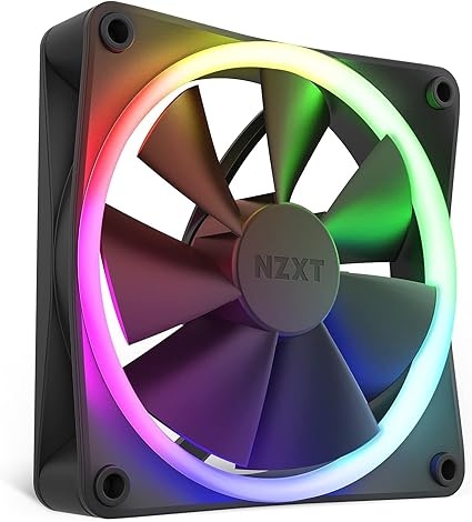 NZXT F120 RGB Fans - RF-R12SF-B1 - Advanced RGB Lighting Customization - Whisper Quiet Cooling - Single (RGB Fan & Controller Required & NOT Included) - 120mm Fan - Black