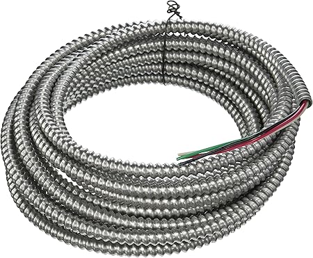 Woods 68582621 25 ft. 14-3 Solid CU Armorlite Metal-Clad Cable, Aluminum