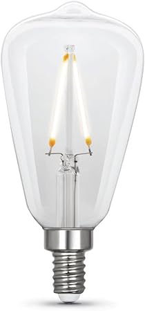 Feit Electric Vintage Exposed Filament Clear Glass LED ST15 with a Candelabra E12 Base Light Bulb - 60W Equivalent - 10 Year Life - 500 Lumen - 2100K Soft White - Dimmable | Original Vintage