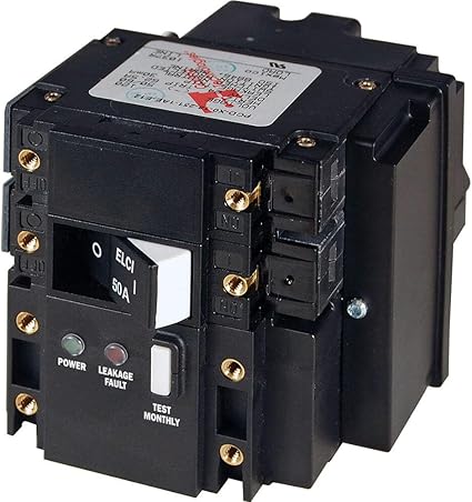 Blue Sea Systems 3103 C-Series ELCI Main Double Pole 120V AC 50A Circuit Breaker