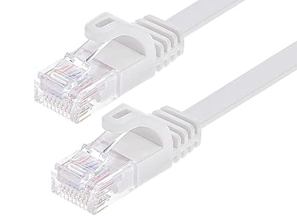 Monoprice Cat6 7ft White Flat Patch Cable UTP 30AWG 550MHz Pure Bare Copper Snagless RJ45 Flexboot Series Ethernet Cable