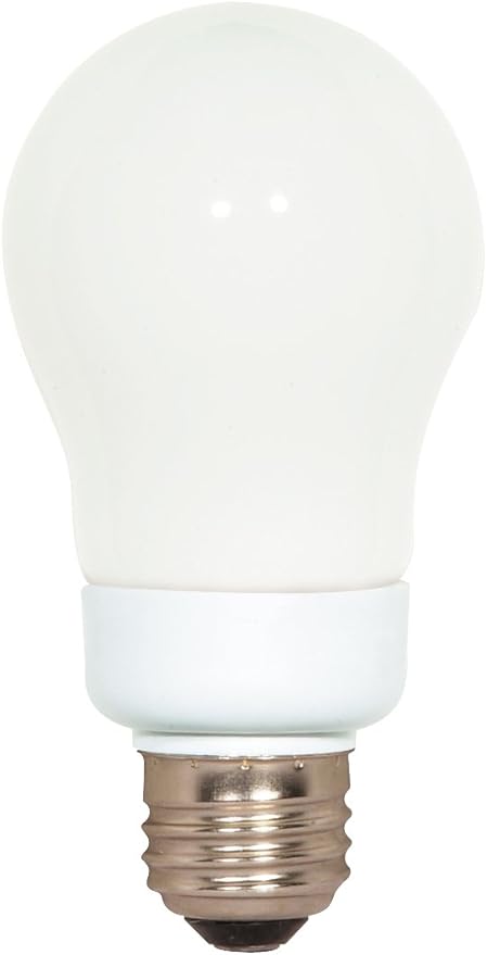 Satco S7281 7-Watt Medium Base A-Type Bulb, 2700K, 120V, Equivalent to 40-Watt Incandescent Lamp with Energy Star Rated, White