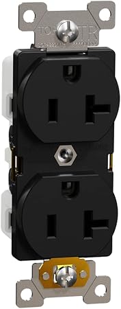 Square D by Schneider Electric Square D X Series 125V Tamper Resistant Heavy Duty Duplex Outlet, 20 Amp, Matte Black