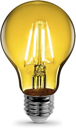 Feit Electric A19/TY/LED 25W Equivalent Dimmable Clear Glass A19 Light Bulb, Yellow