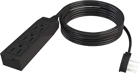 Stanley 31132 CordMax Office Grounded Low Profile 3-Outlet Indoor Extension Cord, 15-Feet, Black