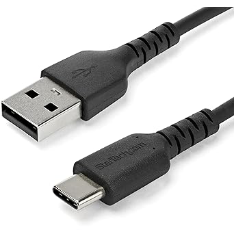 StarTech.com 2m USB A to USB C Charging Cable - Durable Fast Charge & Sync USB 2.0 to USB Type C Data Cord - Rugged TPE Jacket Aramid Fiber M/M 3A Black - Samsung S10, iPad Pro, Pixel (RUSB2AC2MB)