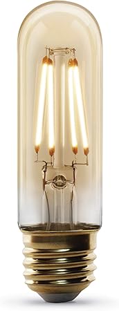 Feit Electric Vintage Exposed Filament Amber Glass LED T10 with a Medium E26 Base Light Bulb - 40W Equivalent - 10 Year Life - 300 Lumen - 2100K Soft White - Dimmable | Original Vintage