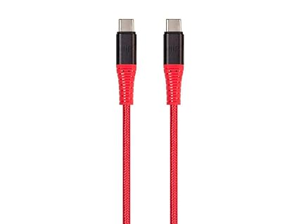 Monoprice Durable USB 2.0 Type-C Charge and Sync Kevlar Reinforced Nylon-Braid Cable - 6 Feet - Red, 5A/100W, High-Strength Aluminum Connectors - AtlasFlex Series