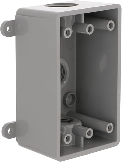 BELL PSB37550GY Single-Gang Weatherproof Three 1/2 in. or 3/4 in. Threaded Outlets, 2 in, Gray