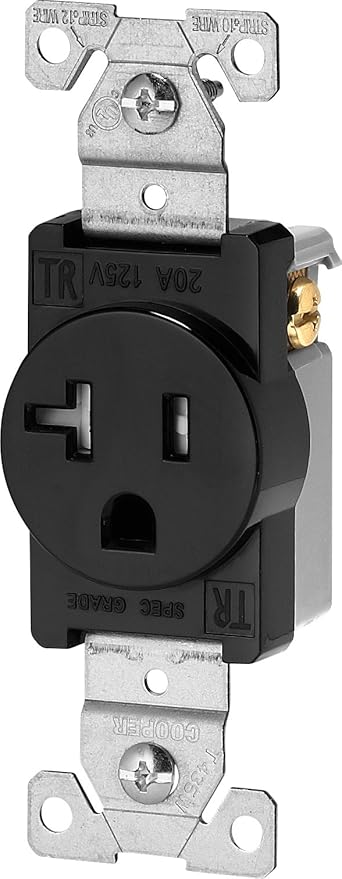 Eaton TR1877BKBXSP Tamper Resistant Single Receptacle, Black