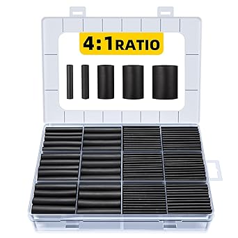 Heat Shrink Tubing Kit,Eventronic 4:1 Ratio Adhesive Lined,Marine & Industrial Grade Shrink Wrap,Waterproof Heat Shrink Tubing,Black,196 PCS