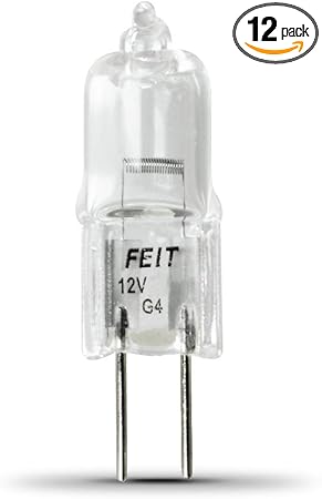 Feit Electric BPQ10T3/RP/12 10W Bright White T3 Dimmable JC Halogen Light Bulb, 3000K, 12-Pack