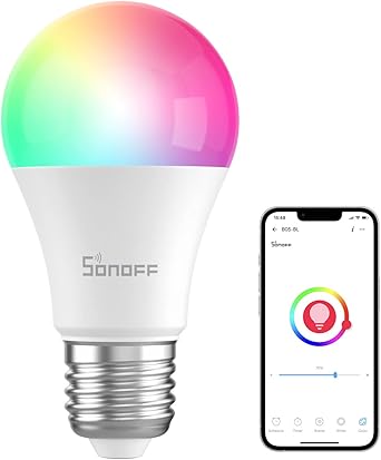 SONOFF B05-BL-A19 Wi-Fi Smart RGB Bulb 9W Variable Color, 2700K - 6500K Brightness Adjustable Color Temperature, APP Remote Control, Work with Alexa and Google Assistant (1 Pack)