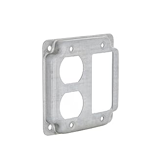 Hubbell-Raco 915C 1 GFCI and 1 Duplex Receptacle 4-Inch Square Exposed Work Cover