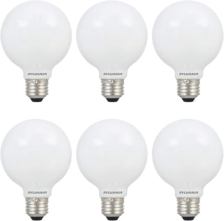 SYLVANIA LED TruWave Natural Series Globe Light Bulb, 60W Daylight Medium Base, Dimmable, Frosted - 6 Pack