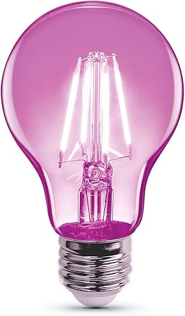 Feit Electric - A19/TPK/LED 25W Equivalent Pink Filament Dimmable Clear Glass Colored LED Light Bulb