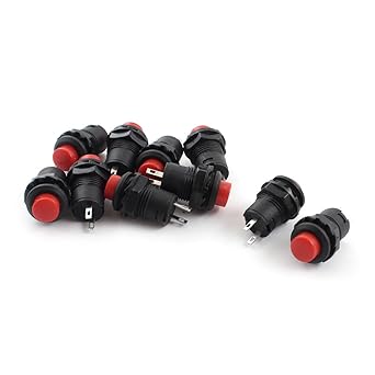 uxcell A14101000ux0766 DS228 SPST Latching Push Button Switch, 10 Piece, AC 120V, 3 Amp, AC 250V, 1.5 Amp, 12 mm