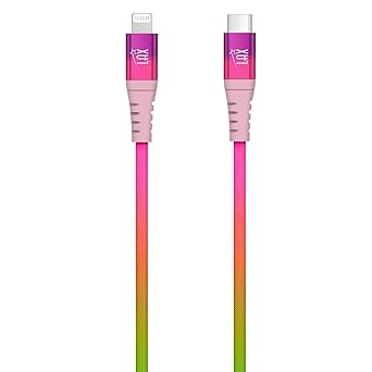 LAX Gadgets USB C to Lightning Cable - Apple MFI Certified Lightning Cable for iPhone 14/14 Plus/14 Pro/14 Pro Max, iPad, iPod - Durable Nylon Braided Fast Charging Cable - 6ft - Rainbow