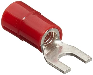 Morris Products 11642 Spade Terminal, Nylon Insulated, Red, 8 Wire Size, #10 Stud Size (Pack of 100)