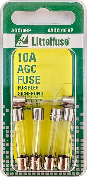 Littelfuse AGC10BP AGC Series Glass Body Cartridge Fuse - Pack of 5